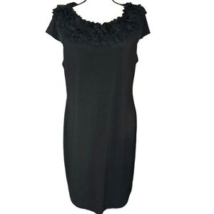 Just Taylor Womens Size 10 Black Dress Flower Ruffle Collar Sleeveless